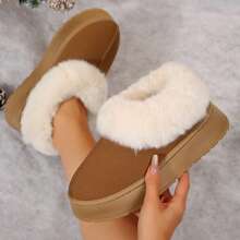 Women's Suede Shearling Ankle Moccasin Bootie Slippers Memory Foam Indoor Warm Snow Boots - 棕色 - 查看 9