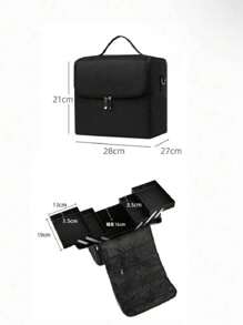 Professional Female Makeup uñas Artist Travel Cosmetic Case Brush Organizer Box Multi-functional uñas Beauty Stylist Makeup Organizer - Negro - Ver 5