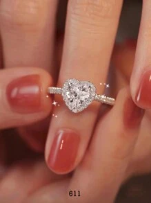 Luxury European & American S925 Sterling Silver Wedding Ring For Engagement, Dating Party, Daily Wear, New Bride Jewelry, Women, Random Boxed Style - Silver - View 9