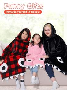 Shark Hoodie Blanket For Adult, Shark Wearable Blanket Hoodie Gifts For Women Men, Funny Blanket With Sleeves Is Funny Gift, Hooded Blanket Shark Gifts - 黑色 - 查看 6
