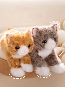 1 件 40/53 厘米卡哇伊毛绒猫毛绒玩具可爱白猫黑猫娃娃毛绒柔软动物枕头可爱生日礼物 - 彩色 - 查看 9