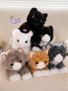 1 件 40/53 厘米卡哇伊毛绒猫毛绒玩具可爱白猫黑猫娃娃毛绒柔软动物枕头可爱生日礼物 - 彩色 - 查看 2