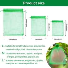 10pcs Fruit Protection Bags, Fruit Net Bags, Fruit Covering Net Bags, Drawstring Garden Fruit Tree Protection Mesh Bags, Green - Multicolor - View 8