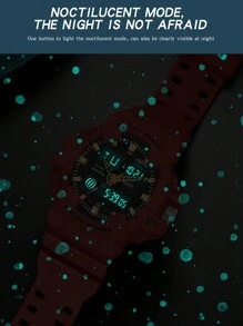 SANDA High-End Luxury Men's Watches Military Multifunctional Outdoor Sports Luminous Waterproof Electronic Wristwatch Dual Display Large Dial Design Calendar Week Alarm Clock 12/24 Hour Stopwatch Perfect Gift For Family And Friends
