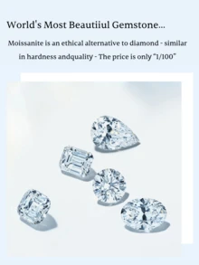 925 纯银莫桑石 4 爪单石戒指，优雅简约百搭，订婚/婚礼/正式活动珠宝 - 銀色 - 查看 5