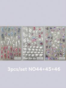 椰子树日落海滨夏日海滩 3D 浮雕美甲贴纸，水母海星海浪贝壳主题植物棕榈叶火烈鸟鸟滑块夏威夷假日指甲贴花 DIY 饰品装饰自粘美甲用品 - 彩色 - 查看 14