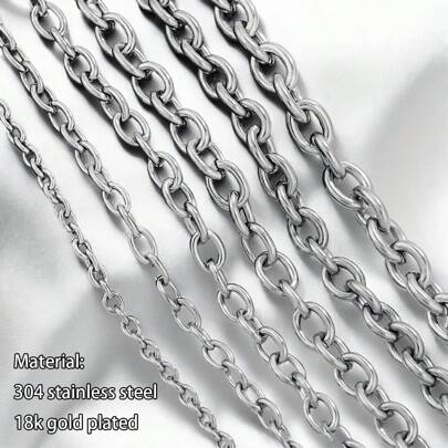 1 M 304 Stainless Steel Cross Chain Necklace O Chain Melon Face Accessories DIY Jewellery Accessories Chain Jewelry Handmade Accessories Materials