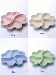 1pc Appetizer Serving Platter, Unbreakable Chip & Dip Serving Divided Plates, 4-Compartment Heart-Shaped Serving Dish Tray For Nuts, Candy, Dried Fruit, Salads, Snack Christmas Gift