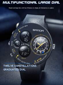 SANDA New Arrival Fashion Cool Men's Watches Outdoor Sports Running Fishing Hiking Camping Electronic Wristwatch Constellation Dial Design Military Multifunctional Waterproof Wristwatch Calendar Week Alarm Clock 12/24 Hour Stopwatch For Christmas Birthday Halloween Thanksgiving Gifts