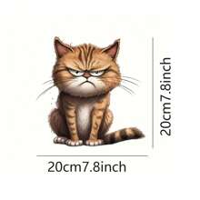 1pc Cute Brown Cat Window Sticker, Transparent & Opaque White Background With Open Mouth Yellow Cat Window Decoration Sticker, No Adhesive Residue & Fading, High-End Animal Sticker., Stickers, Wall Decal, Vinyl Decal For Home Decorations, Spring Decoration Items Refresh Your Home, Festival Decoration Stickers Gifts Birthday Graduation