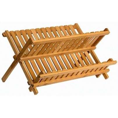 HOME IT Wooden Dish Rack Plate Rack Collapsible Compact Dish Drying Rack Bamboo Dish Drainer