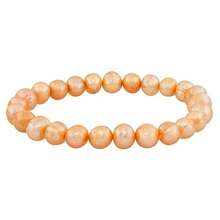 Genuine Freshwater Pearl Stretch Bracelets Stackable 7.5 Inch Multiple Colors - 桃 - 查看 2