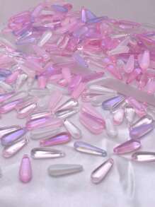 30颗7x22毫米大号水滴形玻璃珠,粉色、蓝色和白色,适合珠宝制作、DIY耳环和项链配件 - 長水滴 - 查看 6