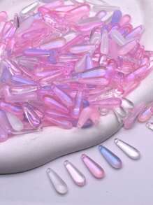 30颗7x22毫米大号水滴形玻璃珠,粉色、蓝色和白色,适合珠宝制作、DIY耳环和项链配件 - 長水滴 - 查看 5