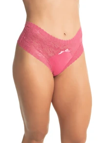 Lace Thong Double Thread - 粉色 - 查看 2