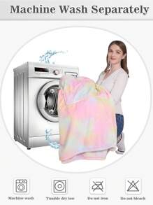 1 Pcs Wearable Blanket Sweatshirt Gifts For Women And Men, Warm And Cozy Giant Blanket Hoodie, Thick Flannel Blanket With Sleeves And Giant Pocket - 彩色 - 查看 6