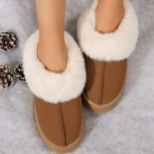 Women's Suede Shearling Ankle Moccasin Bootie Slippers Memory Foam Indoor Warm Snow Boots - 棕色 - 查看 5