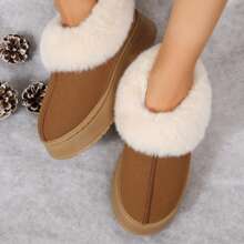 Women's Suede Shearling Ankle Moccasin Bootie Slippers Memory Foam Indoor Warm Snow Boots - 棕色 - 查看 6