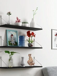 1 件浮动书架壁挂式装饰储物架，无需钻孔，卧室宿舍壁架秋季家居装饰房间装饰 - 黑色 - 查看 5