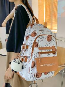 New Campus Backpack, Korean Minimalist School Bag For High School Students, Lightweight Book Bag With AccessorySchool Backpack,School Bag,School Bookbag,Big Backpack,Backpack School,Back To School BagsLarge Capacity,Portable,Lightweight,Laptop Compartment, Suitable For Teen Girls Women College Students, Perfect For Back To School,College,Middle School, High School,First Day Of School - Brown - View 5