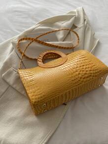 The New Simple, Fashionable, Versatile, Gorgeous, Retro Hand-Carry, Cross-Body Round Tote Bag - Yellow - View 9
