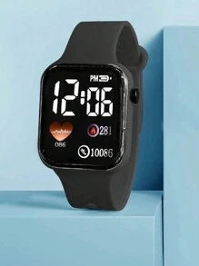 3 piezas de Reloj electrónico cuadrado para niños con temática de dibujos animados, número de amor y pulsera de reloj y collar como obsequio de joyería para niños