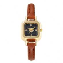 2 件情侣手表女士石英表女士皮革腕表情侣休闲女士钟表节日礼物情人节 - 玫瑰金 - 查看 6