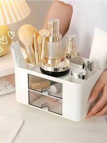 1 件带抽屉的塑料文具收纳盒 - 宽敞的分隔式桌面收纳盒，适用于化妆品、护肤品、化妆品、笔、化妆品和美容必需品 - 非常适合梳妆台、学校、书房、卧室、浴室柜和梳妆台收纳 返校万圣节装饰 万圣节服装 秋季装饰 节日装饰 - 白色 - 查看 1