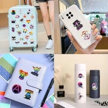 60 张 LGBTQ 贴纸乙烯基美学防水同性恋贴纸剪贴簿、日记、笔记本电脑、保险杠、滑板、水瓶、电脑、手机、卡通、安全帽、汽车贴纸和贴花 - 彩色 - 查看 10