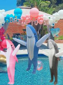 Adults Inflatable Costumes Blow Up Shark Costume For Birthday Gift Cos Play Party - A - View 2