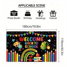 1pc Polyester Welcome Banner, Multipurpose Decoration For Classroom, Home, Party And Photo Booth - Durable And Reusable Holiday Banner - Multicolor - View 2