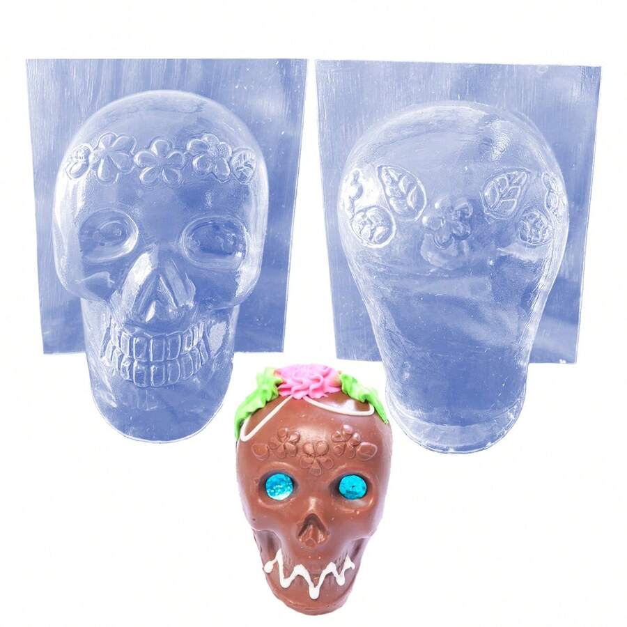 Molde Calavera Hueca 14 Cm Chocolates Dia De Muertos - Transparente - Ver 1