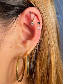 1PC Cubic Zirconia Dangle G23 Solid Titanium Cartilage Earrings Stud 16G Internally Threaded Chain Cz Flower Helix Ear Tragus Piercing Jewelry