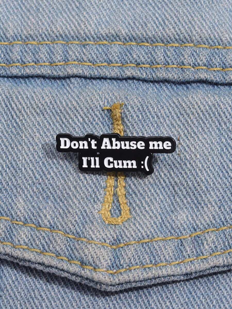 QIHOO 1 件装不要虐待我我会珐琅夹定制悲伤胸针翻转颈徽趣味珠宝礼物送给朋友 - 黑色 - 查看 1