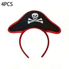 3入組萬聖節海盜骷髏帽頭帶，萬聖節化裝舞會角色扮演服飾配件，頭飾，日常派對用品，派對家居用品，派對禮品，節日用品，家庭用品，萬聖節裝飾 - 黑色 - 查看 9