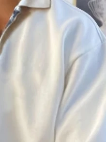 tooluck Men's Autumn And Winter Sweatshirt Solid Color Lapel Loose Long-Sleeved Sweatshirt - White - View 8