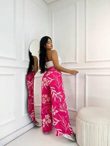 Duna Pantalona Women's Fashion Printed Elastex Waistband - Hồng - Xem 4