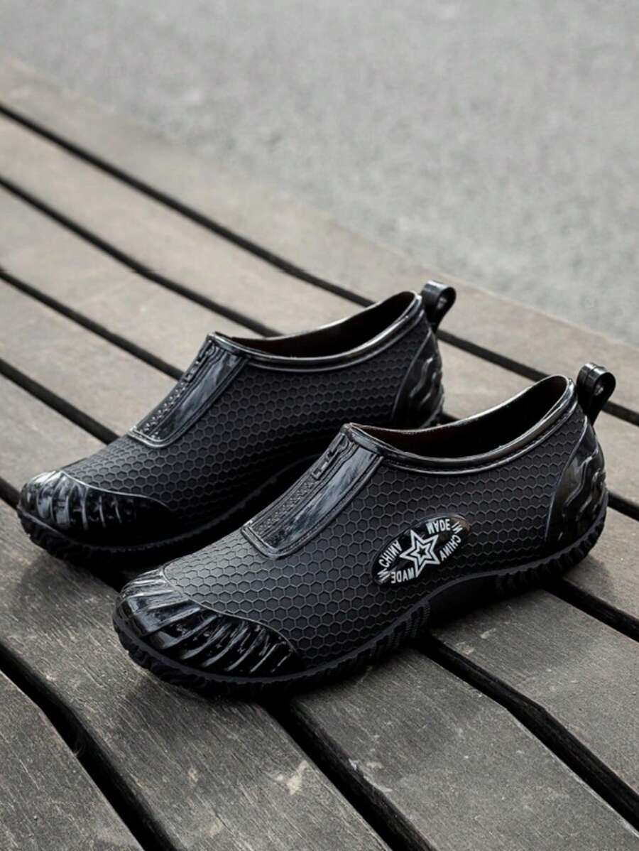 新款女士雨靴，防水短靴，时尚户外雨鞋，保暖内衬，防滑，轻便，适用于厨房、园艺 - 黑色 - 查看 1