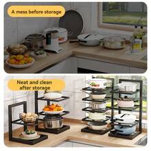 Pot Rack, Pot And Pan Organizer Rack For Under Cabinet, Heavy Duty Pot Pan Rack Under Sink Organizers And Storage, Pot Lid Organizer, Kitchen Cabinet Organizer - Black - View 6