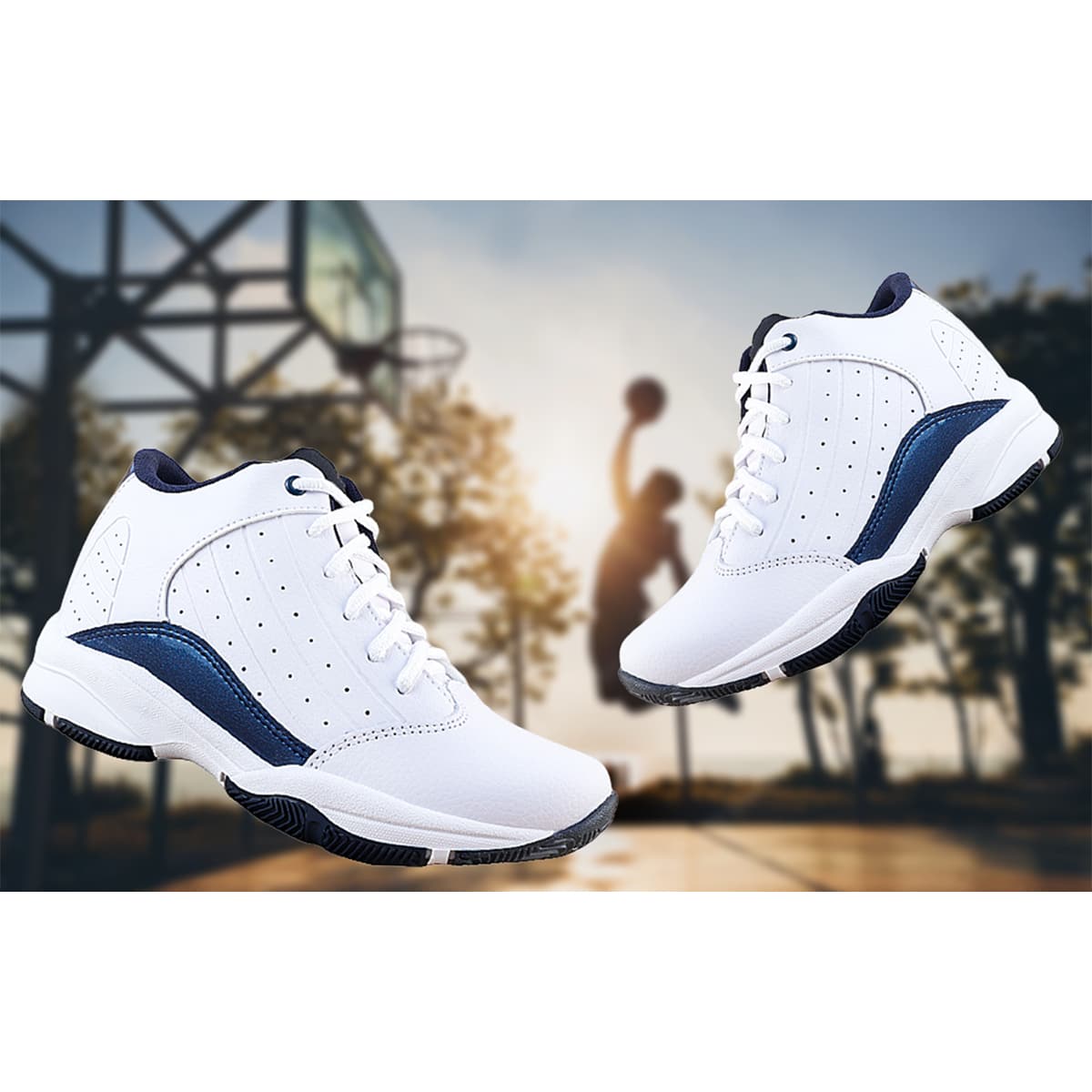 Tenis Deportivos Escolares Para Baloncesto Sneakers De Niño Para Practicar Deportes Súper Cómodos Y Ligeros 587-BM - Azul Marino - Ver 1