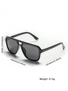 1pc Men's Double Bridge Aviator Metal Frame Fashion Glasses For Driving - A - View 7