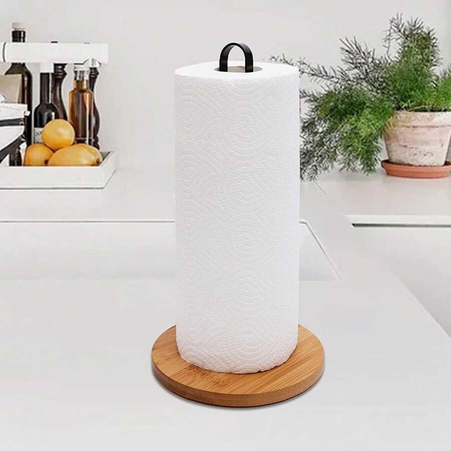 1pc Vertical Paper Towel Holder Light Luxury Iron Absorbent Paper Roll Paper Kitchen Paper Holder Premium No-Punch Desktop Paper Towel Holder - Multicolor - View 1