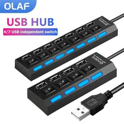 4/7 端口 USB 2.0 集线器多功能扩展坞多 USB2.0 分配器 HUB 扩展器开/关开关适配器适用于 PC 笔记本电脑