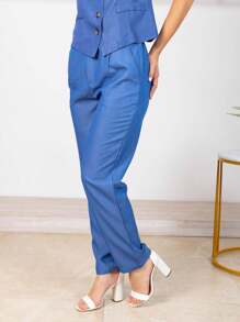 Pantalon Dama  recto con bolsillos .