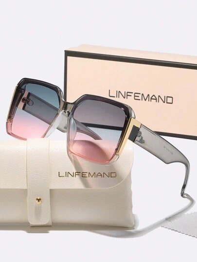  LINFEMAND Fashion Oversized Outdoor Decoration Fashion Glasses, Windproof Driving, Beach Party Festival Gift For Men And Women Elegant Outfit For Summer Beach Vacation,Outdoor,Travel Shades Elegant Style Oversized Square Frame