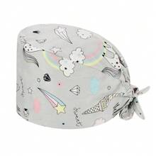 1 pieza Gorra de enfermera de poliéster con impresión digital para mujeres, antibacteriana y a prueba de polvo, apta para personal médico, hospital, limpieza del hogar, etc. - Multicolor - Ver 12