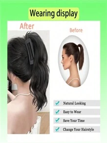 1 pieza Clip de pelo con garra de pelo de estilo rizado sintético natural para recogido de cola de caballo de mujer, un accesorio de moda para el cabello que realza el look elegante casual