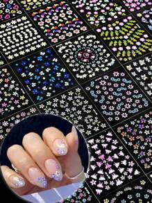 30 Sheets Flower Nail Stickers For Nail Art Colorful 3D Self Adhesive Daisy Nail Decals Spring Summer Nail Art Stickers Cute Floral Nail Art Design Decoration Accessories For Women And Girls