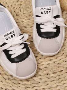 Giày thể thao cổ điển có dây buộc mũi tròn dành cho trẻ em hàng ngày, thể thao, ngoài trời, mùa thu và mùa hè - trắng - Xem 6