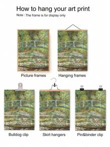 1入組帆布海報，克洛德莫內《睡蓮池上的橋》名畫復古藝術海報經典印刷家居牆壁裝飾客廳、臥室、牆壁裝飾、家居裝飾，無框 - 彩色 - 查看 5